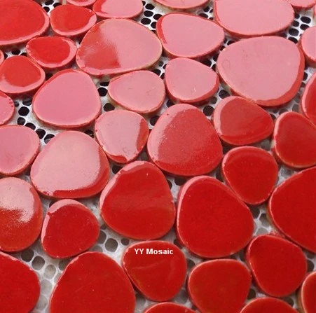 

Ruby Red Pebble Ceramic Mosaic tile for DIY Kithchen Shower Bathroom wall sticker swimming pool garden floor tile wallpaper