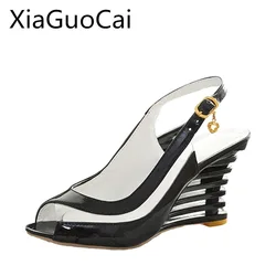 Fashion Woman Sandals Summer Back Strap Creative Wedge High Heels Shoes for Ladies Open Toe Sexy Female Sandals Plus Size