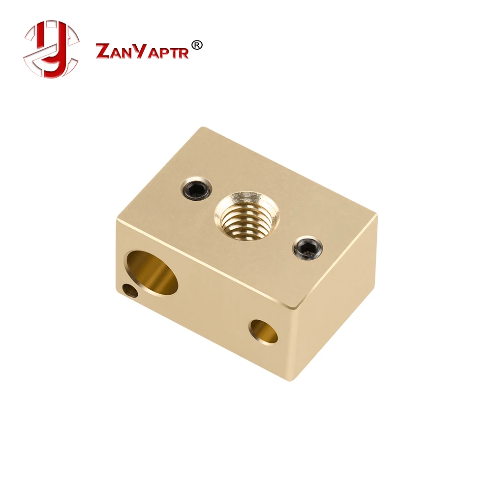 ZANYAPTR - 1 szt. Wytłaczarka do drukarki 3D Reprap V6 wysokiej jakości mosiężny blok grzejny do HotEnd 22x16x12mm do dyszy M6