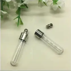 50pcs/lot SCREW CAP tube 35*6mm glass vial pendant crystal Glass Perfume Locket rice vial Screw cap Necklace charm fill bottle