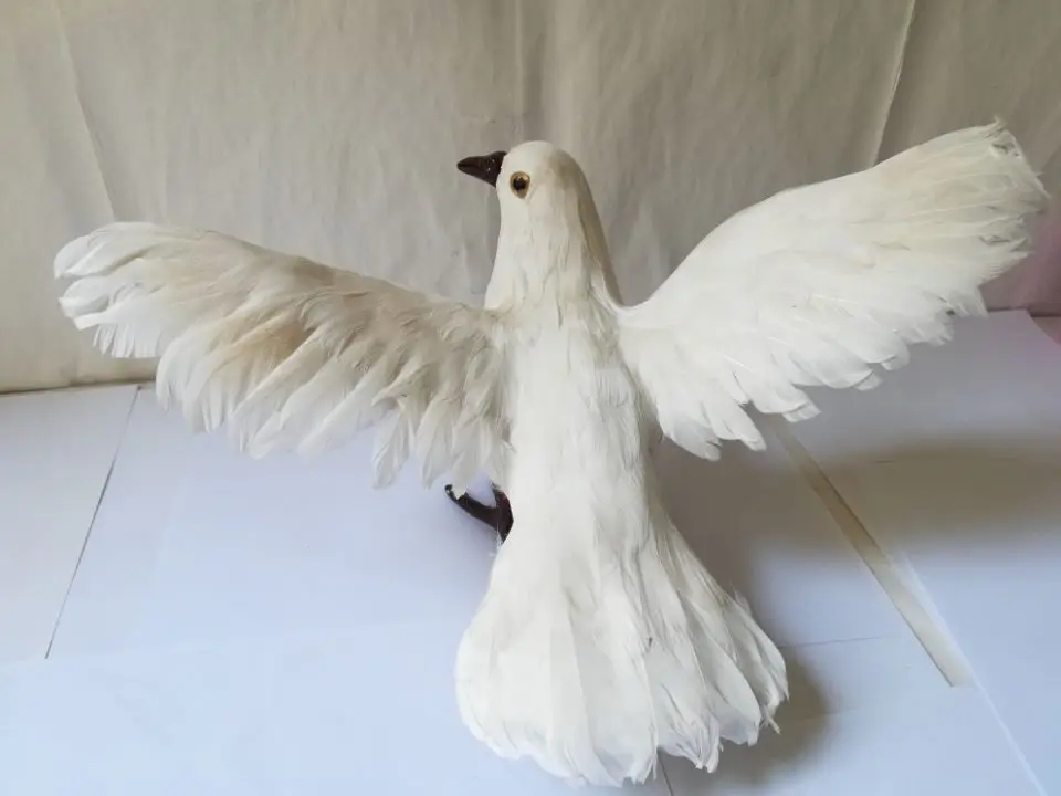 polyethylene&furs white dove large 32x24x15cm spreading wings peace bird hard model prop.home decoration Xmas gift w0601