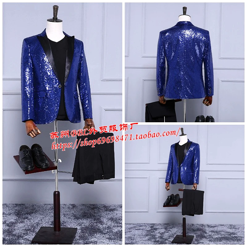 gold men costumes singer dancer jacket blazer Male formal dress men's clothing paillette costume party show fashion prom groom