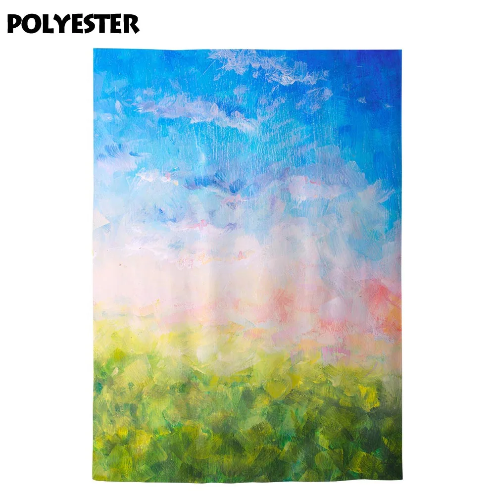 Funnytree 写真スタジオ背景油絵青空雲アートグリーン春抽象屋外子供の壁紙の背景