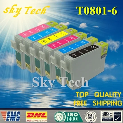 6PK Compatible Cartridge For T0801 - T0806 , For Epson Stylus photo P50 T59 R265 R270 R285 R290 R360 TX659 etc
