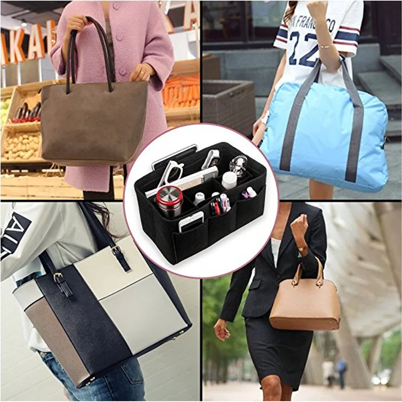 Modische Damentasche, Kosmetiktaschen und Make-up-Organizer, Filz-Einsatztasche für Handtasche, Filz-Stoff-Innentasche, passend für verschiedene Markentaschen – Detail 10