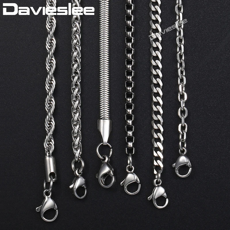 24inch Chain Necklaces for Men Women 7pcs/Set Dropshipping Jewelry Mens Necklace Gold Black Silver Color Stainless Steel DKNN1A