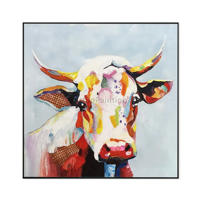 

Canvas painting Acrylic cow painting Wall art Pictures For Living Room home decor caudros decoracion plattle knife animal art