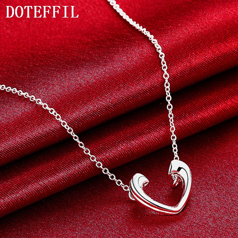 

DOTEFFIL 925 Sterling Silver Open Heart Pendant Necklace For Women Charm Wedding Engagement Party Fashion Jewelry