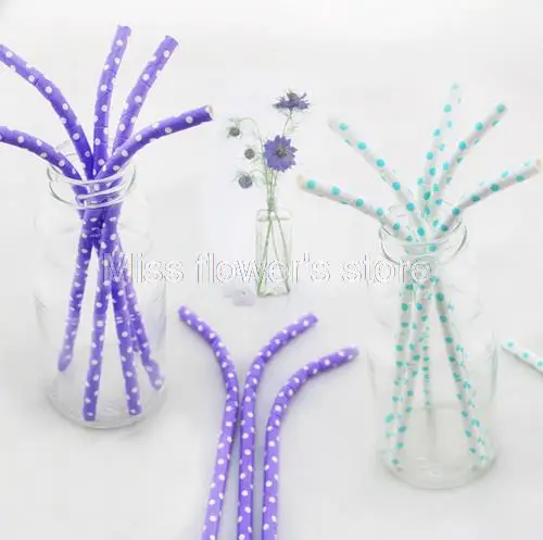 1 Pack 25 Pcs Elbow Bending Small Polka Dot Paper Drinking Straws For Wedding Birthday Party Festival