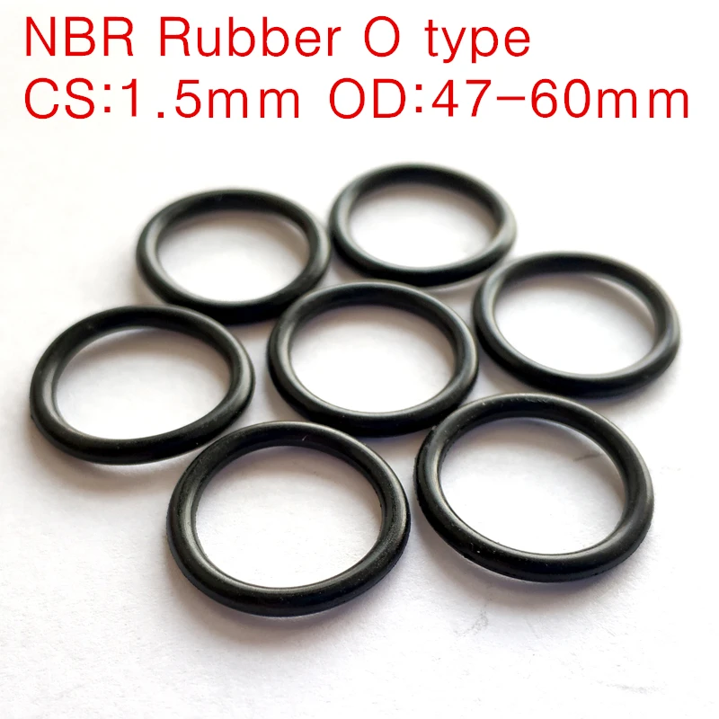 

CS1.5mm OD47/48/49/50/51/55/60mm NBR Rubber O type Automobile Sealing Ring O-Ring Oil Sealing Gasket