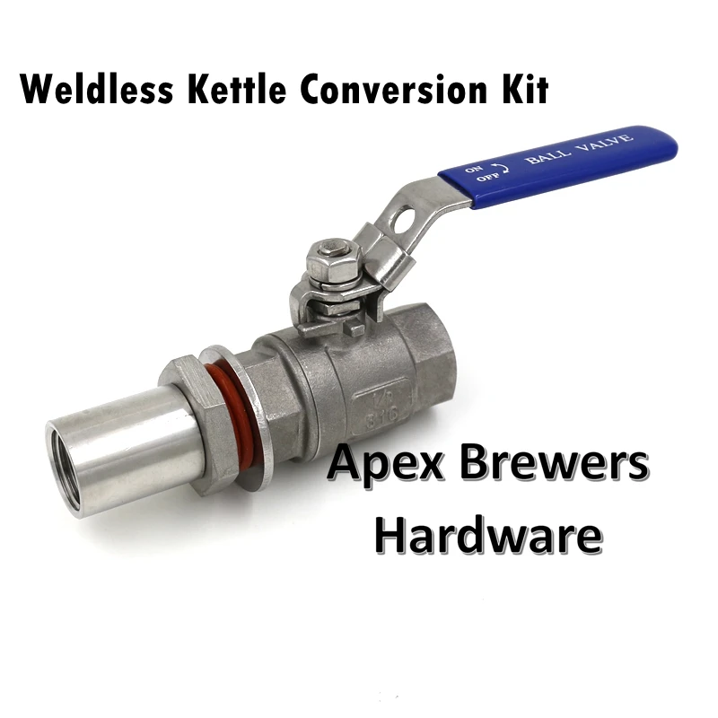 

Weldless Kettle Conversion Kit , 1/2"NPT, 2 pc SS316 Ball Valve, Homebrew Hardware