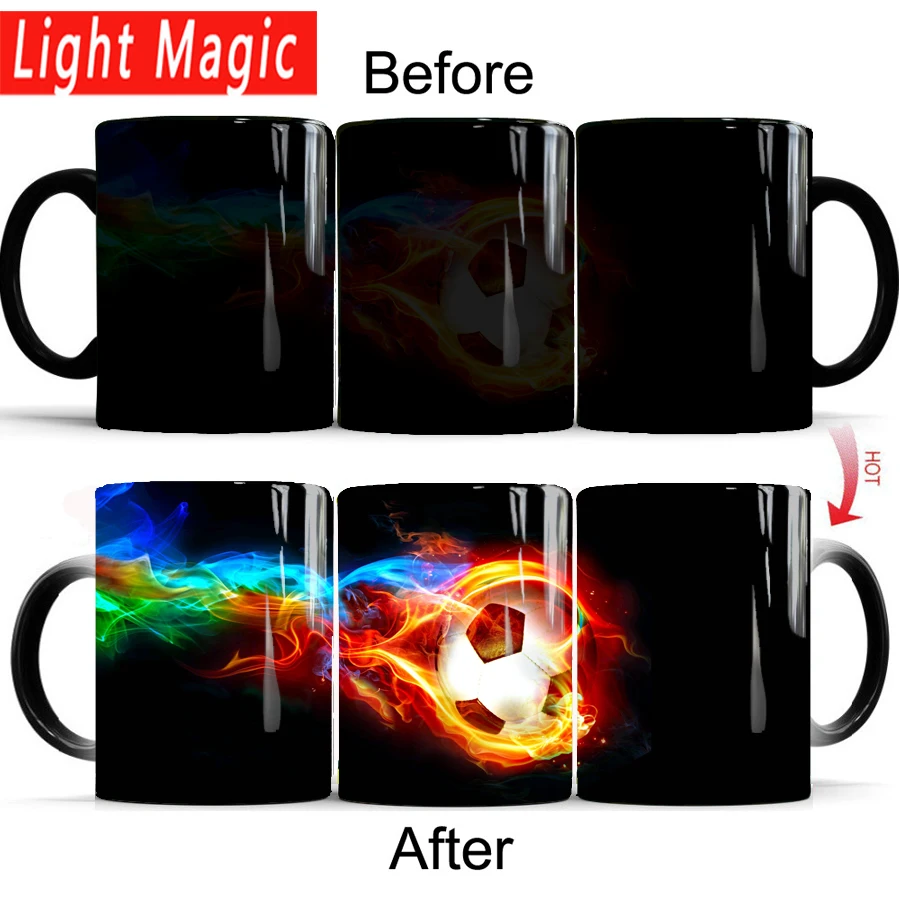 Football Colored Flame Coffee Mug 11oz Creative Changed Color Mugs Surprise Gift Mug for Your Boy or Husband Gift Mug