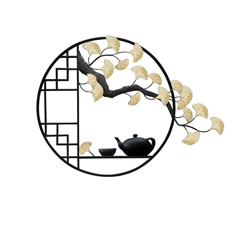 New Chinese Wrought Iron Welcoming Pine Zen Ornaments Wall Hanging Tree Decoration Crafts Home Living Room Sofa Background Mural image 4