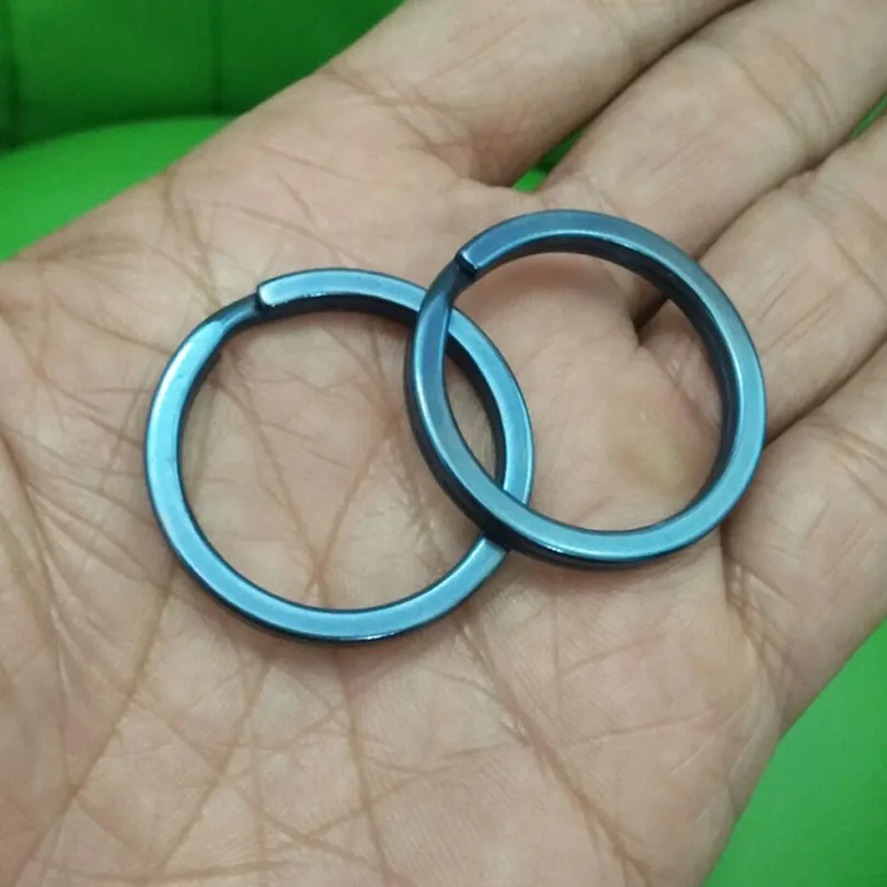 10PCS Blue Pure Titanium Split Ring TC4 Keyring Double Loop Key Chain Holder Hanging Buckle Outdoor Camping Accessories J211