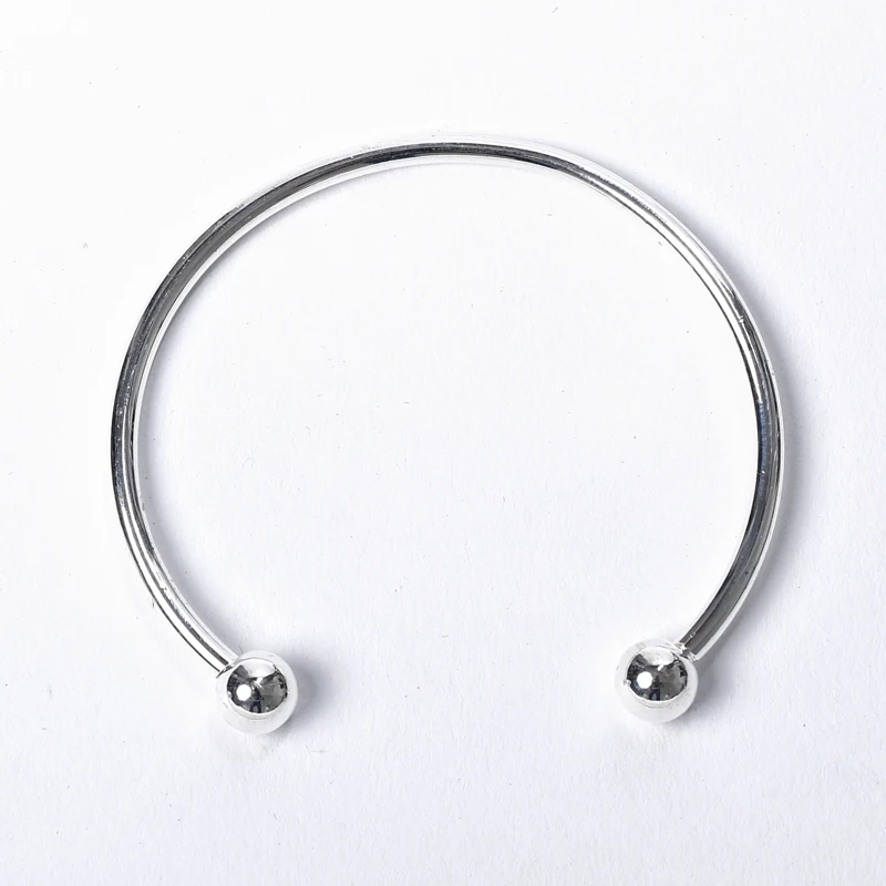 Unisex Screw Ball-End Cuff Bracelet Smooth Round Torque Charms Bangle for Charms Beads Open Cuff Jewelry