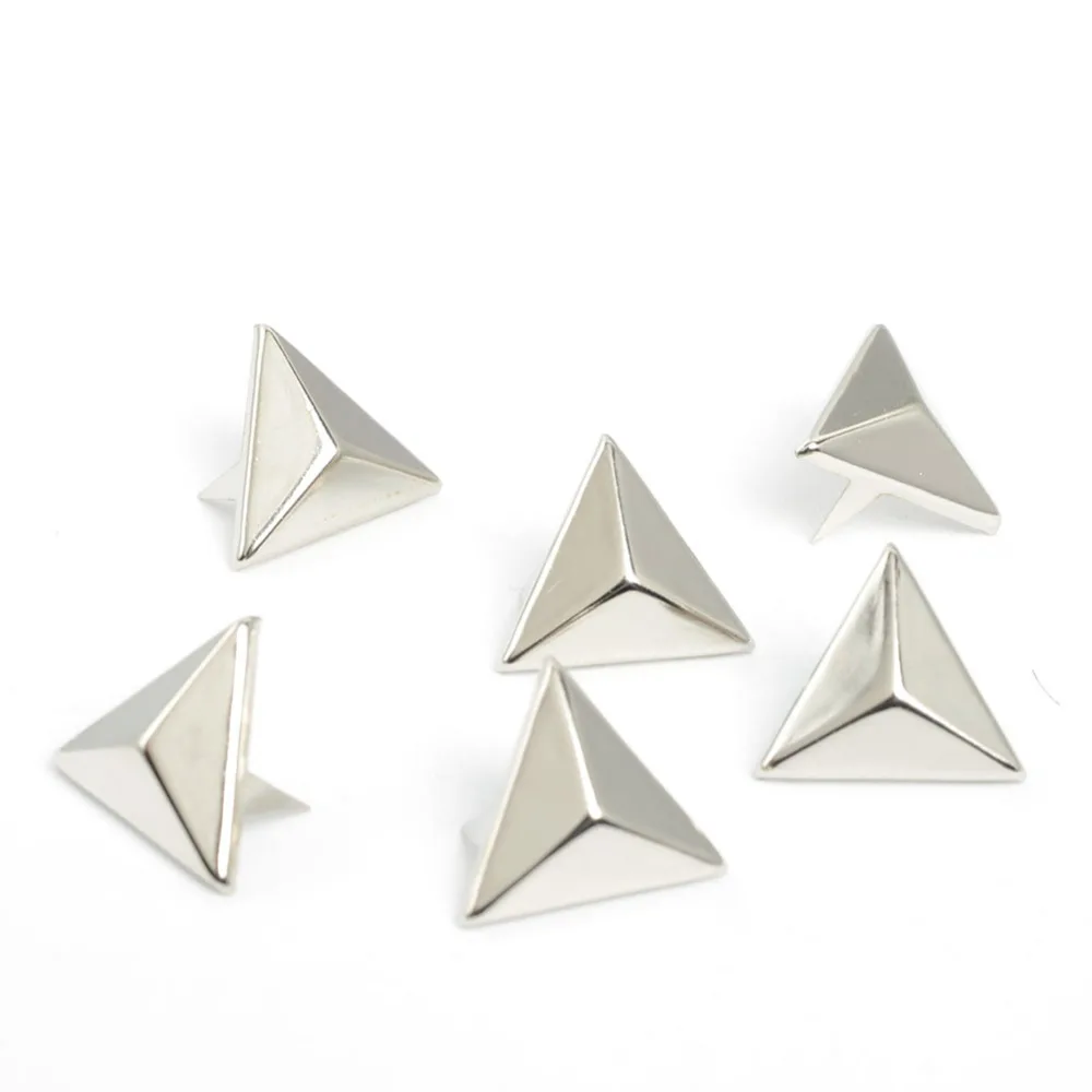 100pcs 14mm Apparel Sewing DIY Triangular Shape Metal Studs, Punk Jewelry,Shoes,Bags,Clothes Accessories Garment Rivet Eyelets