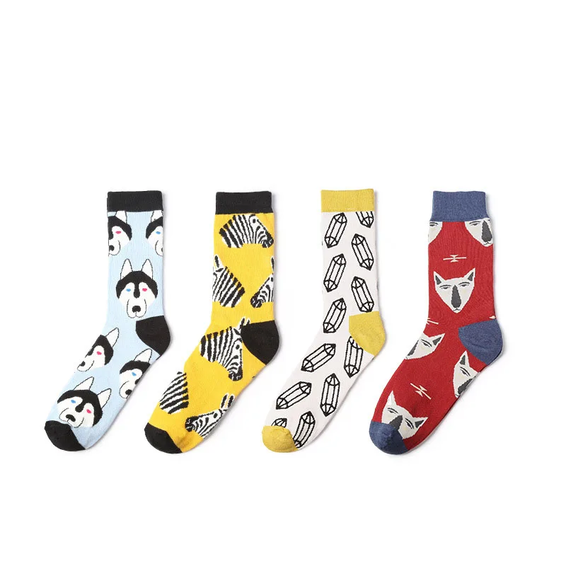 New Men Cotton Socks Cool Amimal Funny Socks Gog Horse Fox Harajuku Style Cartoon Fashion Socks