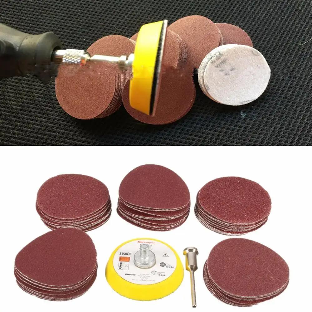 

51pc/set 2'' Sander Disc Sanding Disk Sand Paper with 50mm Abrasives Hook & Loop Backer Plate for Polishing Cleaning Tools