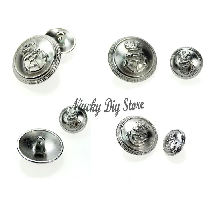 144pcs 15mm alloy shank metal buttons anchor pattern buttons for coat or DIY accessories