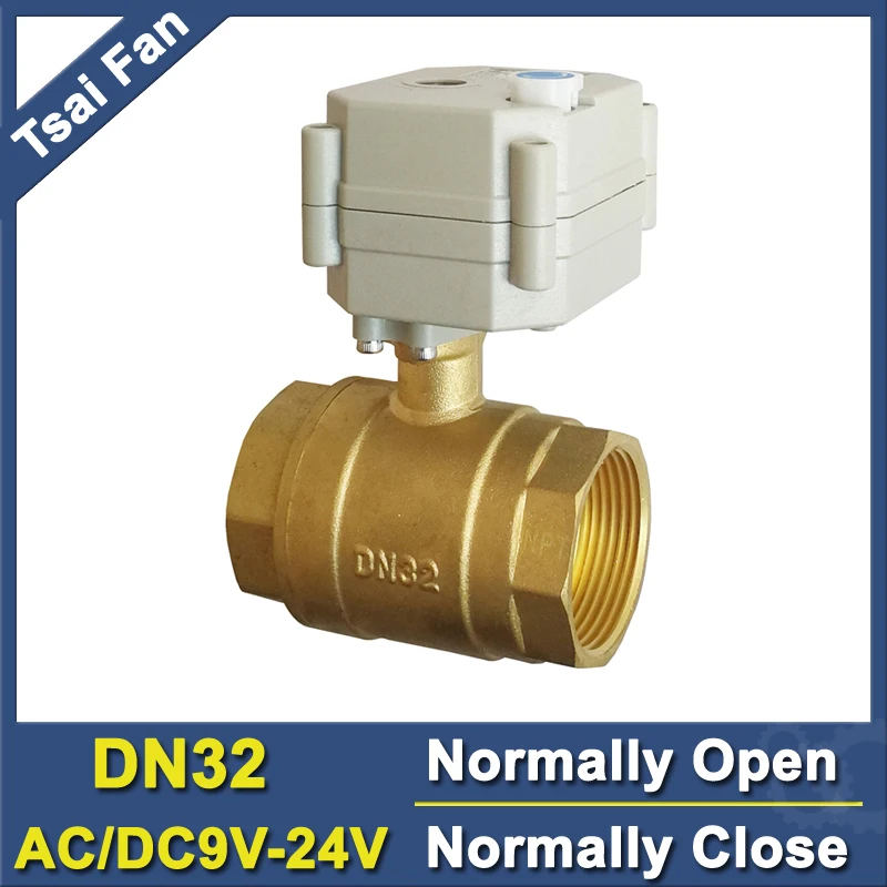 

TF32-B2-B AC/DC9V-24V BSP/NPT 1-1/4'' Normal Open Normally Closed Electric Motorized Valve With Manual Override 2 Way DN32