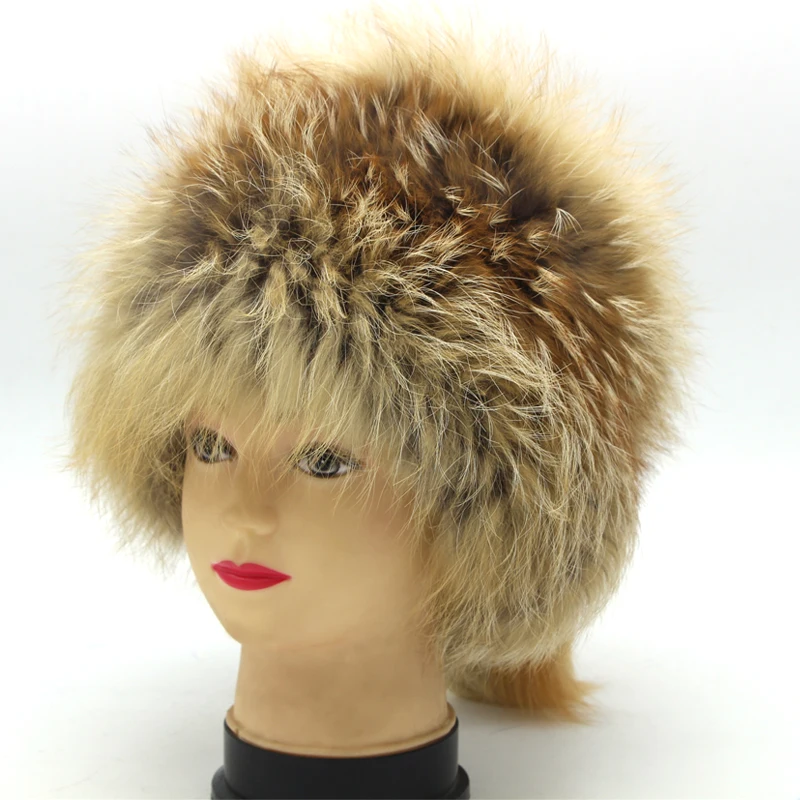 Women Winter Natural and Real Animals Fur Pom Red Fox Tail Winter Soft Fur Hat