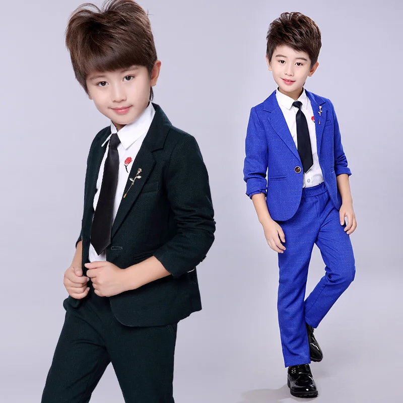 

Flower Boys Formal Tuxedo Blazer School Suit Wedding Kids Jackets +Pant 2Pcs Clothing Set Children Prom Costume Dress Groom Suit