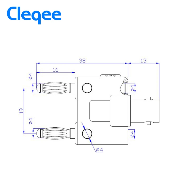 Cleqee P7006 1 шт. адаптер BNC Гнездовой разъем на два двойных 4 мм банановый связывающий Штекерный разъем