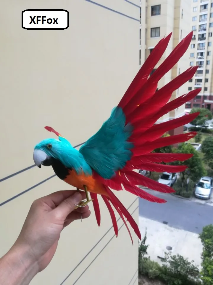 new real life dark blue&orange wings parrot model foam&feather simulation parrot bird gift about 30x45cm xf0272