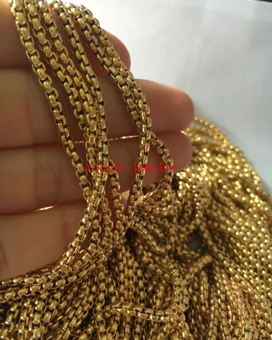 in bulk 5 meter/Lot  Stainless Steel Gold 3MM Square Rolo - chain  jewelry finding /Marking DIY Jewelry