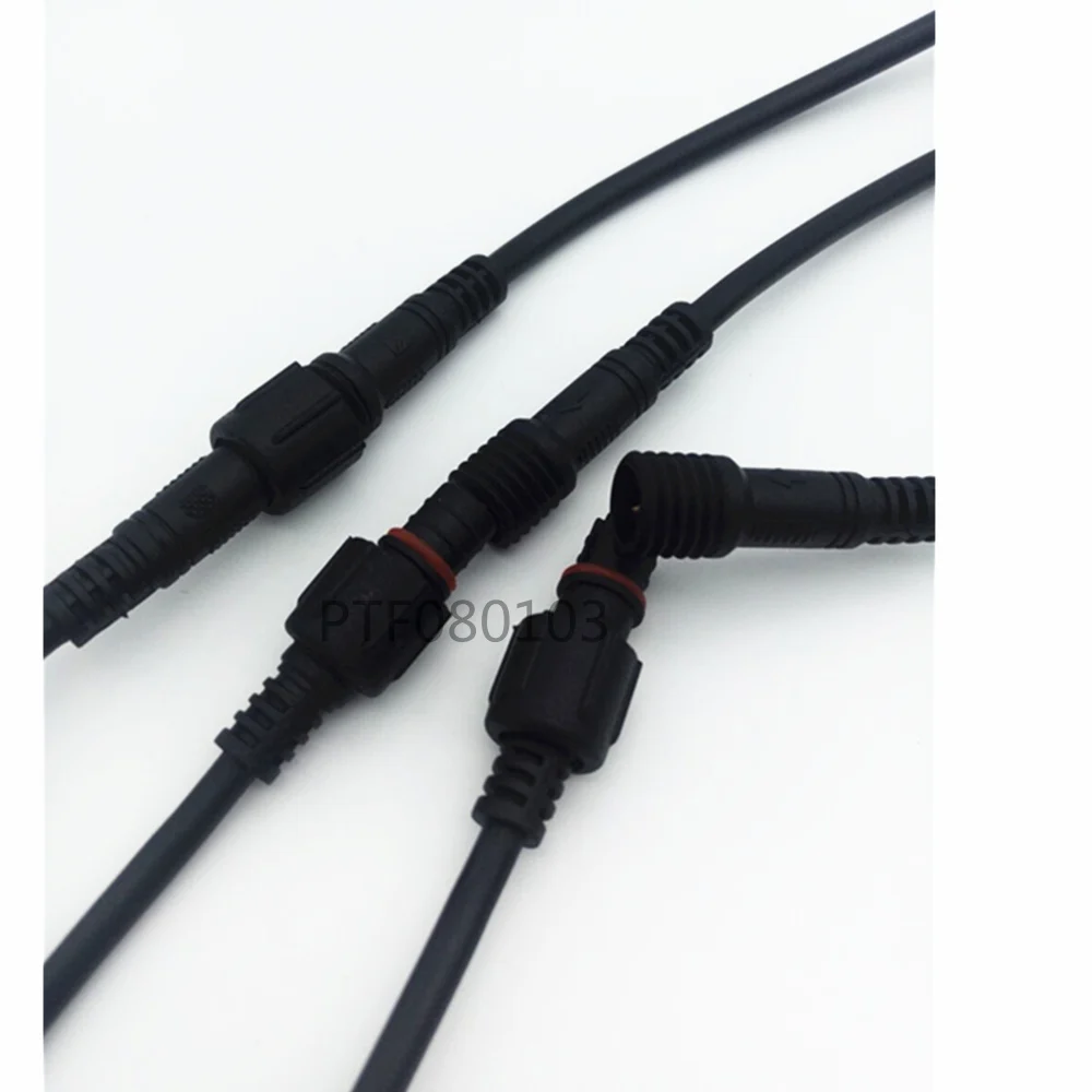 Impermeável LED Strip Conector do Cabo, Masculino e Feminino Cabo, Preto, 2Pin, 3Pin, 4Pin, IP66, 10 Pares