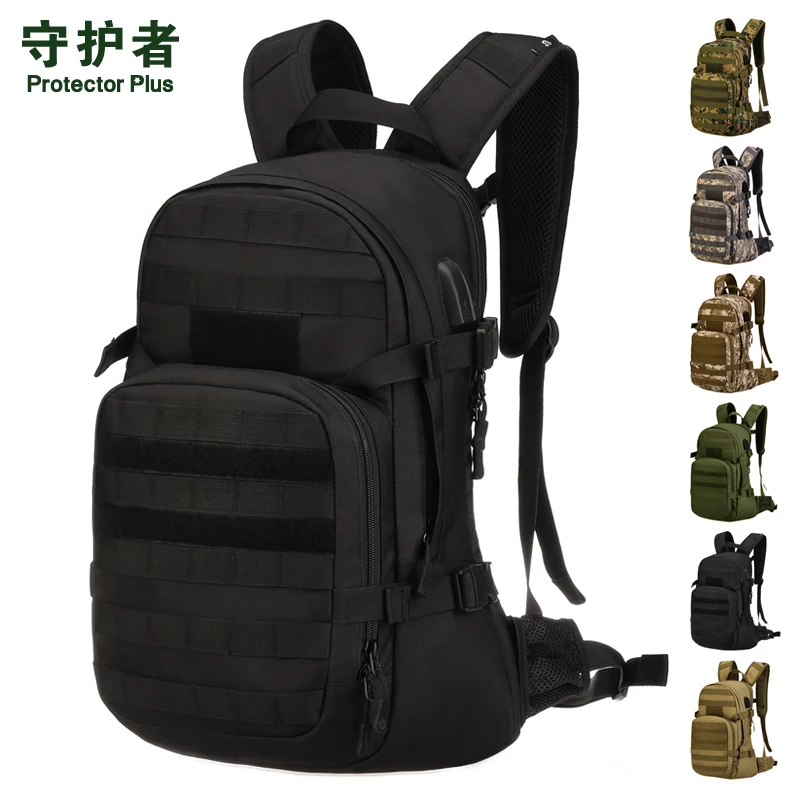 Waterproof Nylon 1000D Riding Outdoor Military Molle Backpack Daypack Riding Travel Laptop USB Jack 25L Bag Rucksack Knapsack