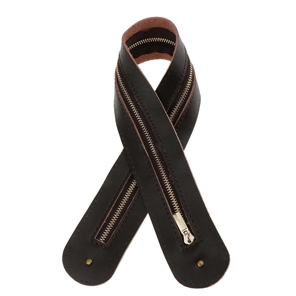 50cm Genuine Leather Patch Zipper with Pin Hole DIY Oval Soft Leather Sheet for Bag Handbag Sewing Accessories Black