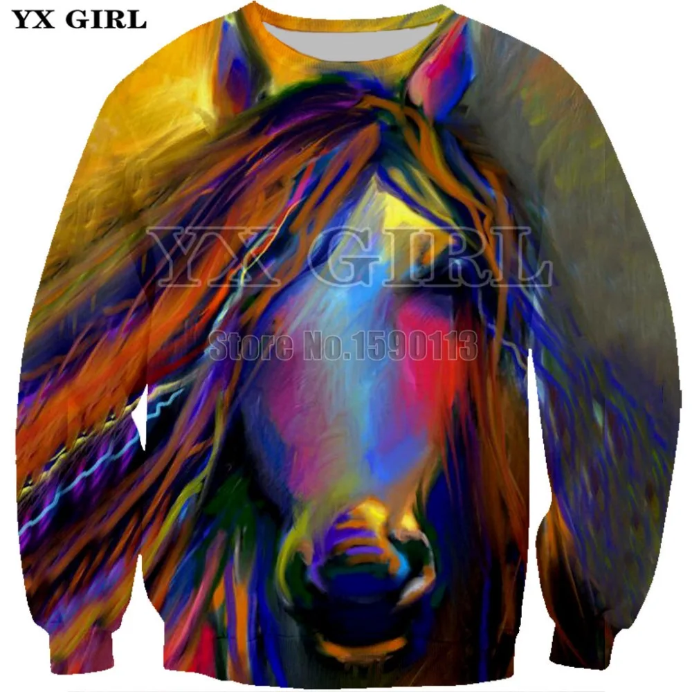 Colorful Horse 3D Sweatshirts Unisex Hoodies With 3D Print Hoodie Unique Autumn Winter Loose Thin Hooded Hoody Top plus size 7XL