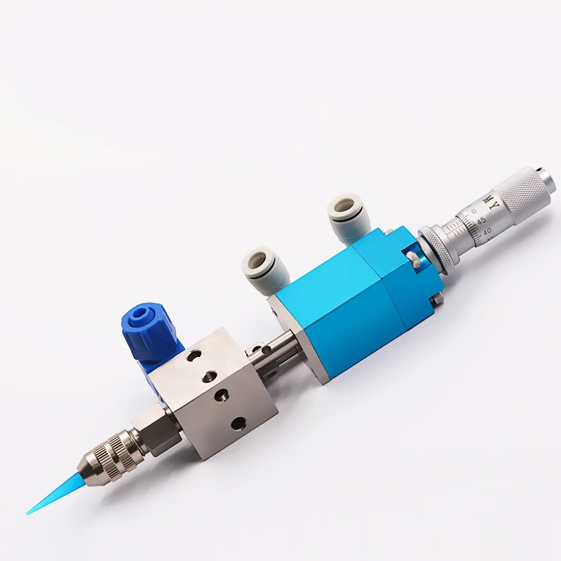 

Thimble type micrometer dispensing valve precision valve UV glue ink alcohol pneumatic dispensing tool