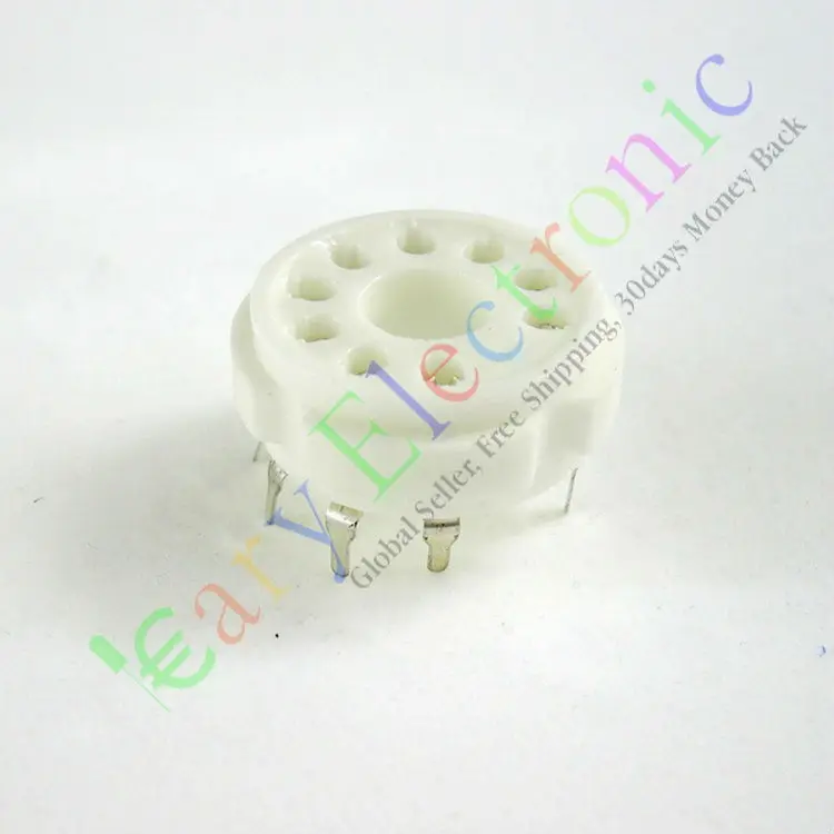 Wholesale and retail 8pcs 9pin PCB Ceramic vacuum tube sockets valve base EL519 EL504 audio amp parts free shipping