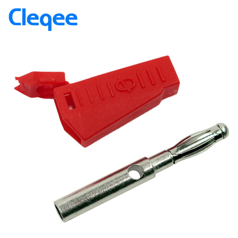 Cleqee P3002 10pcs 4mm Stackable Nickel plated Speaker banana plug connector Test Probe Binding Post Red Black Yellow Green Blue