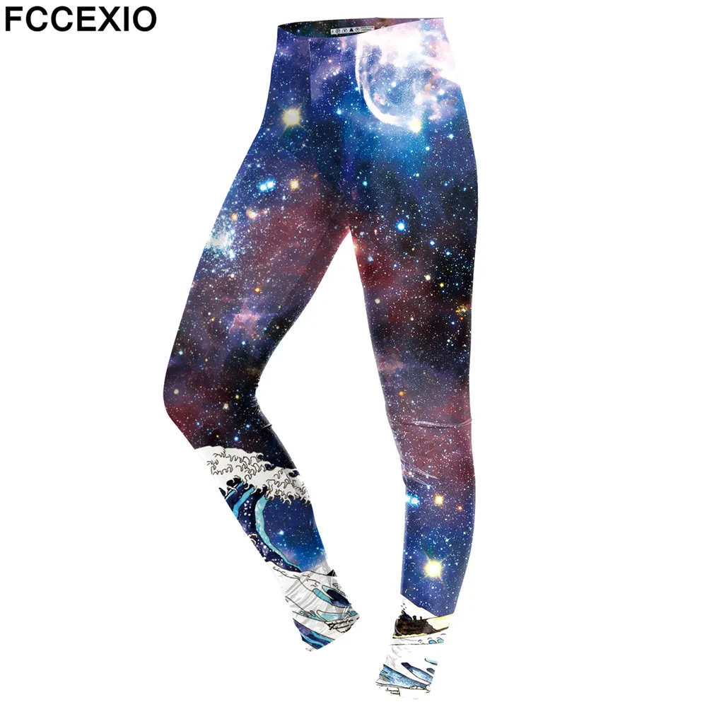 

FCCEXIO New Style 2019 Leggings Women Galaxy Space Digital Print Legging Fitness Leggins Workout Pants Legins Trousers