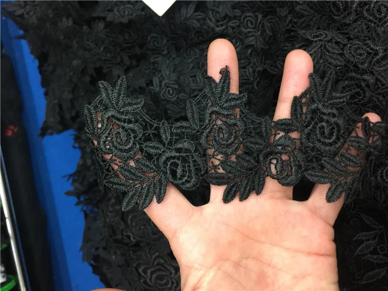 

70yards Black Polyester chemical Lace flower Victorian lace Trim, diy crafted sewing wholesale wide6cm