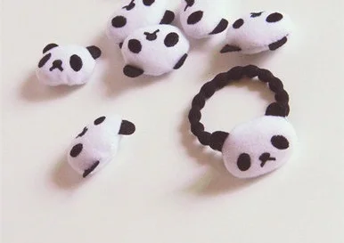 Boutique 20 pcs Fashion Leuke Gevulde Panda Haarspelden Effen Kawaii Dier Haar Clips Rubber Gom Touw Elastische Haarbanden Hoofddeksels