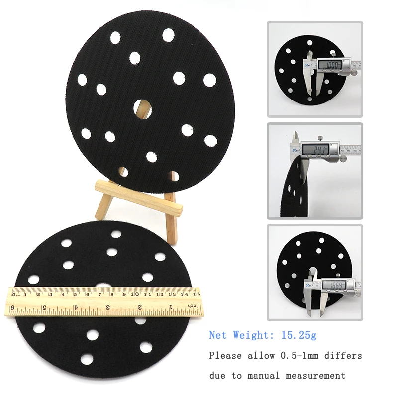 6 Inch 15-Hole 150mm Protection Disc Interface Pad Black Power Tools Accessories for Polishing & Grinding - Hook and Loop