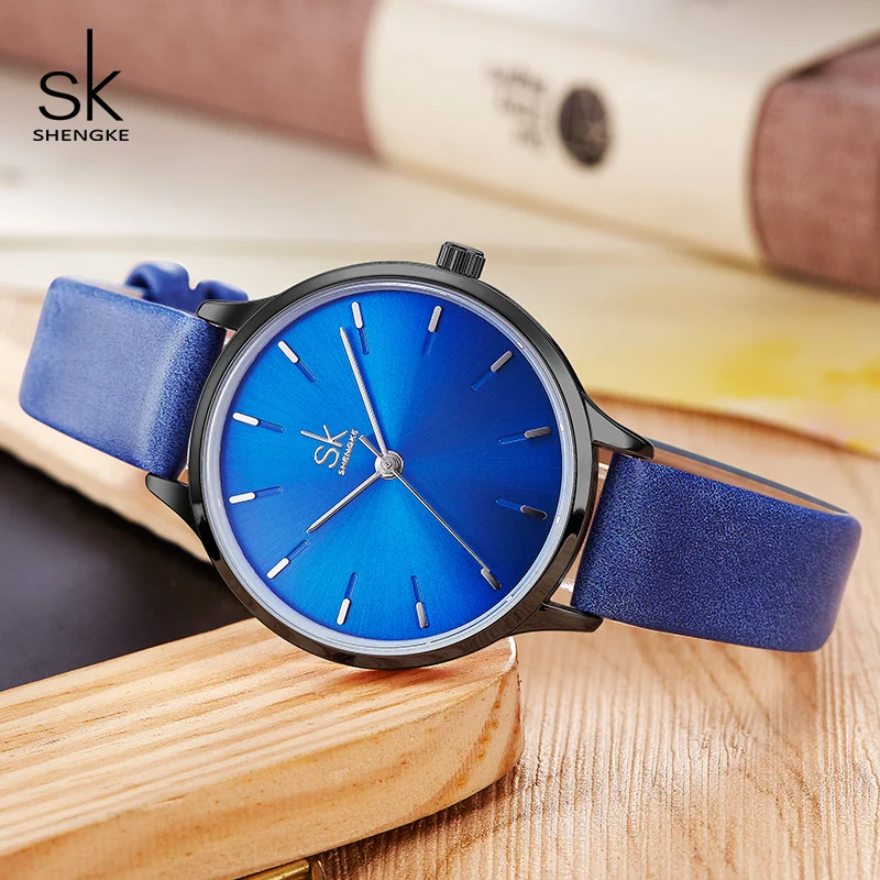 Shengke Clearance Casual Watch For Women Adjustable Leather Strap Reloj Mujer Quartz Watch Women Fashion Black Montre Femme