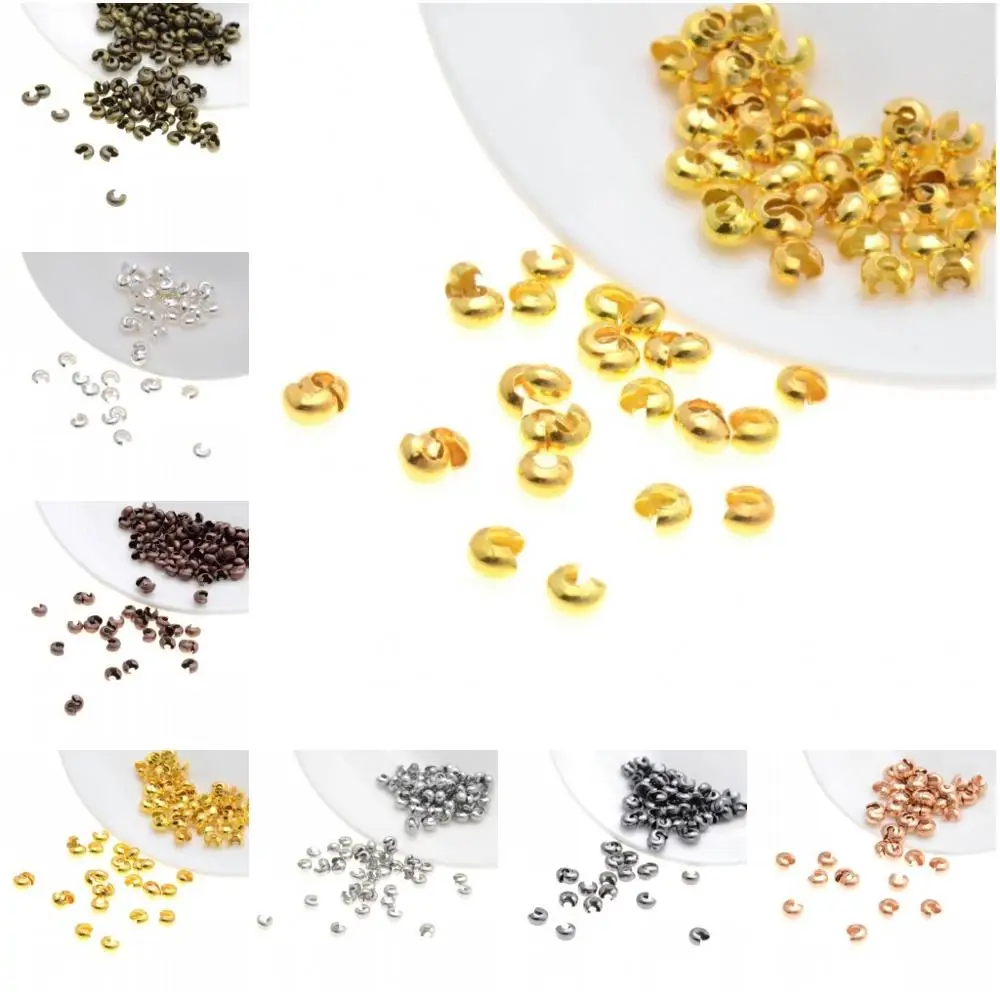 Jewelry Findings Diy 3/4/5mm Gold/Silver/Bronze/Silver Tone Metal Crimp End Beads For Jewelry Making