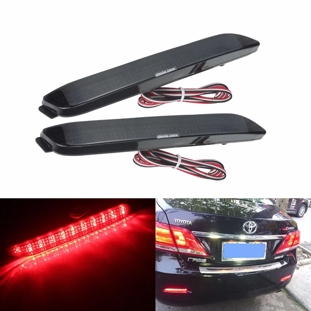 

ANGRONG 2x Black Cover Rear Bumper Reflector Tail Stop Light For Toyota Avalon Lexus GX470 IS F (CA190)