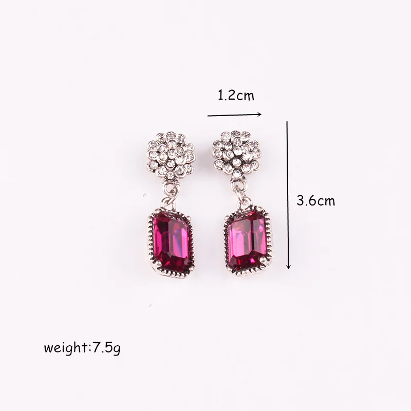 Multiple Crystal Stone Drop Earrings Square Candy Color Dangle Earrings for Women Christmas Party Gift Jewelry