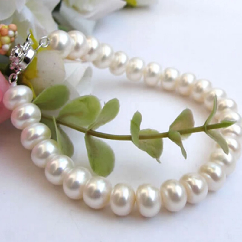 Sinya Pearls Strand Bracelets for Women With White Pink Purple Multicolor Natural Freshwater Pearl 9-10mm Optional Hot Sale