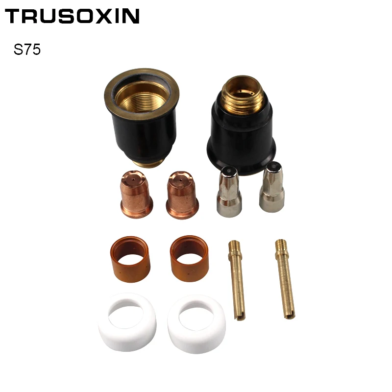 

S75 Plasma Cutting Torch Accessories Kit Electrodes Tips Shield Caps Diffuser Cage Spacer Swirl Ring