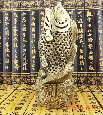 Copper Brass CHINESE crafts decoration Asian   Copper fish incense burner decoration carousingly cutout incense stove home