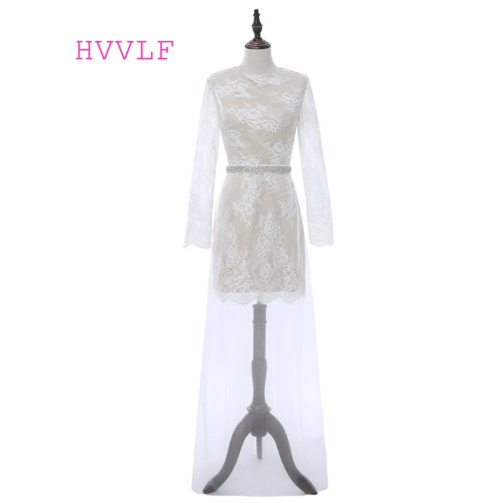 

Beach Vestido De Noiva Wedding Dresses A-line Long Sleeves Tulle Lace Beaded Sash Cheap Boho Wedding Gown Bridal Dresses