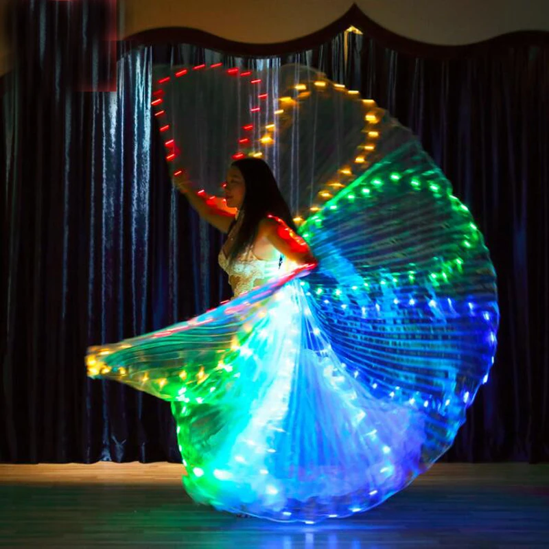 

Belly Dance LED Luminous Isis Wings Rainbow/White Belly Dancing Wings 360 Degree Stage Show Props LED Wings dance Accessories