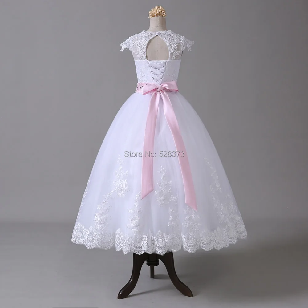 YNQNFS FG3 Real Photo Custom Made Cap Sleeves Ball Gown Flower Girl Dress